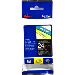 BROTHER TZE355 PTOUCH TAPE 24mmx8mt White On Black Tape