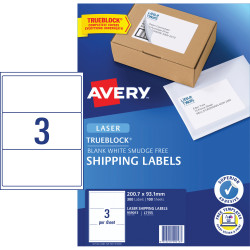 AVERY L7155 MAILING LSR LABELS 200.7x93.1mm 3/Sht Shipping 100 Sheets