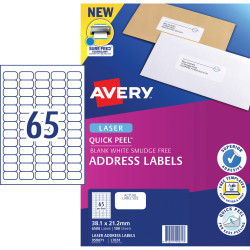 AVERY L7158 MAILING LABELS Laser 65/Sht 38.1x21.2mm 100 Sheets