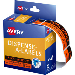 AVERY DMR1964R3 DISPENSR LABEL Printed Final Notice 19x64 Red