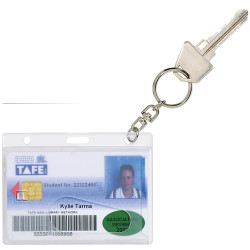 REXEL RIGID ID CARD HOLDERS Fuel Card with Key Ring Pack of 10