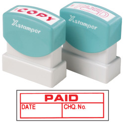 XSTAMPER -1 COLOUR -TITLES P-Q 1533 Paid/Date/Chq no. Red