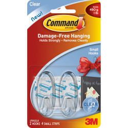 COMMAND CLEAR SMALL HOOK 2 Pack 17092CLR