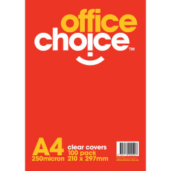 OFFICE CHOICE BINDING COVERS A4 250 Micron Clear