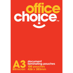 OFFICE CHOICE LAMINATING POUCH A3 80 micron Box of 100