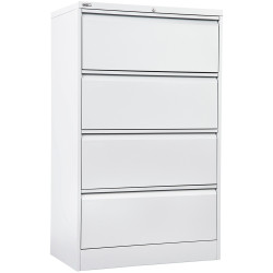 GO LATERAL FILING CABINET 4 DR White Satin H1321xW900xD470mm Furnx
