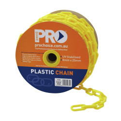 SAFETY CHAIN 8mm, 25Mtr roll, Yellow