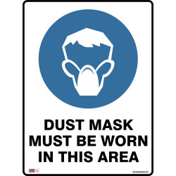 SAFETY SIGNAGE - MANDATORY Dust Mask Must Be Worn 450mmx600mm Metal