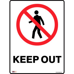SAFETY SIGNAGE - PROHIBITION Keep Out 450mmx600mm Metal