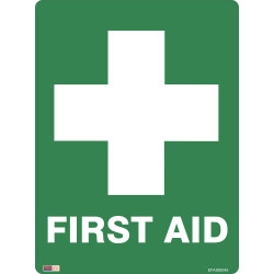 SAFETY SIGNAGE - EMERGENCY First Aid (Picture) 450mmx600mm Metal