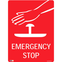 SAFETY SIGNAGE - EMERGENCY Emergency Stop (Picture) 450mmx600mm Polypropylene