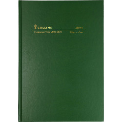 COLLINS #28M FINANCIAL YEAR DIARY A5 2 Days To Page 1Hr Green