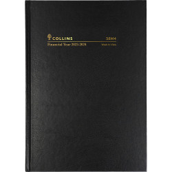 COLLINS 38M4 FINANCIAL YEAR DIARY A5 Week to Open 1Hr Black