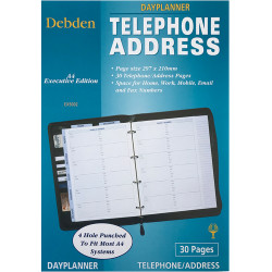 DEBDEN DAYPLANNER REFILL A4 Telephone/Address