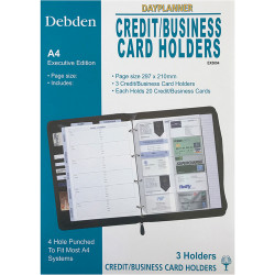 DEBDEN DAYPLANNER REFILL A4 Credit/Business Card Holder Pack of 3