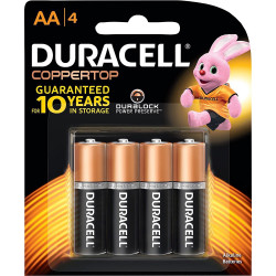 DURACELL COPPERTOP BATTERY AA Card of 4
