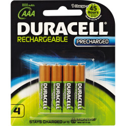 DURACELL RECHARGEABLE BATTERY AAA Pack 4 Precharged