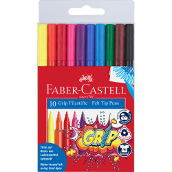 FABER-CASTELL TRI GRIP MARKERS Triangular Assorted 10s