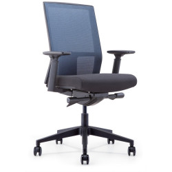 INTELL MESH BACK OFFICE CHAIR Black Fabric Seat+Synchron Adjustable Arms+Seat Slider