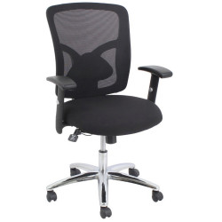 FLUENT MESH BACK OFFICE CHAIR Black Fabric Seat+Synchron Adjustable Arms+Back Height