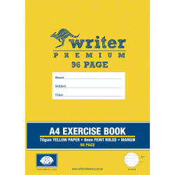 WRITER PREMIUM EXERCISE BOOK A4 96 Page Yellow Paper PACK OF 10