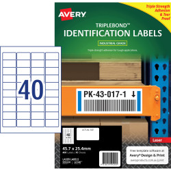Avery 959220 Triple Bond Industrial Labels White L6140 10 Sheets