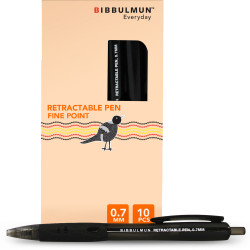 BIBBULMUN RETRACTABLE Ballpoint Pen Black Pack of 10