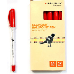 BIBBULMUN BALLPOINT PEN Economy Red Pack of 12
