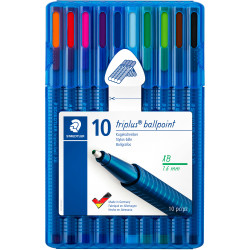 STAEDTLER TRIPLUS WALLET 437 Msb10 Ballpoint Pen Assorted Pack of 10