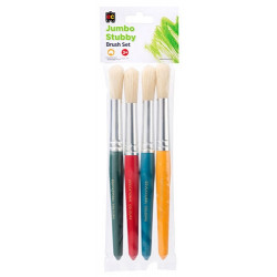 EDUCATIONAL COLOURS JUMBO STUBBY ROUND BRISTLE BRUSH SET OF 4