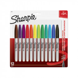 SHARPIE PERMANENT MARKERS ASSORTED PACK OF 12 FINE