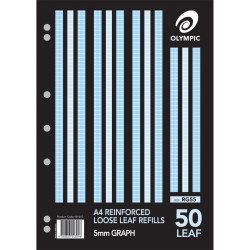 OLYMPIC REINFORCED REFILLS A4 297x210mm 50Leaf 5mm Graph Pack of 50