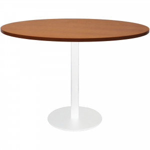 RAPIDLINE CIRCULAR MEETING TABLE 600mm Dia DISC BASE Cherry with White Satin
