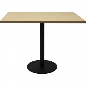 RAPIDLINE SQUARE TOP TABLE 900x900mm CIRCULAR BASE Natural Oak with Black