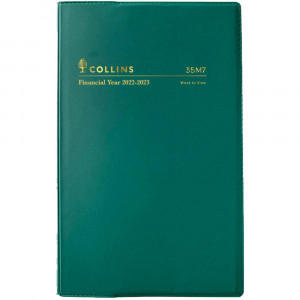 Collins Financial Year Vinyl Diary B7R Week to Opening Green