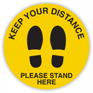 DURUS HEALTH AND SAFETY SIGN Floor Social Distance Footprint Yellow and Black