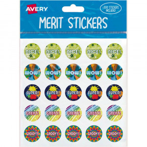 Avery Merit Stickers 300 Labels Caption 3 Assorted