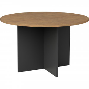 OM Premiere Round Meeting   Table D900 x H720mm Regal Walnut and Charcoal