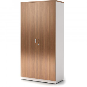 OM Premiere Full Door Storage  Cabinet W900xD450xH1800mm Virginia Walnut and White