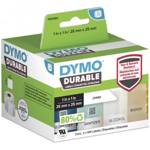 Dymo 1933083 Durable Multi Purpose Labels 25x25mm White Roll of 1700