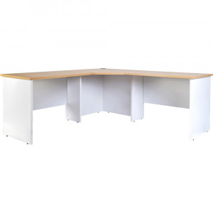 Logan Corner Desk 3 Piece  1800W x 1800W x 600mmD  White and Oak