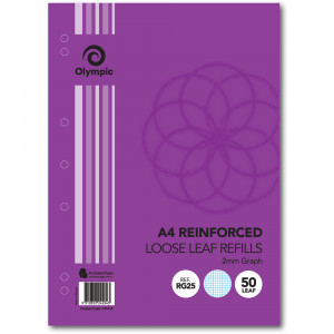 OLYMPIC REINFORCED REFILLS A4 297x210mm 50Leaf 2mm Graph Pack of 50