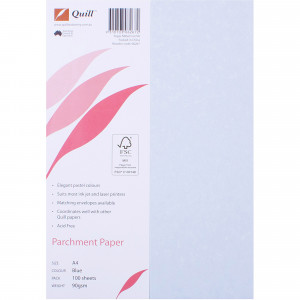 QUILL A4 PARCHMENT PAPER 90gsm Blue Pack of 100