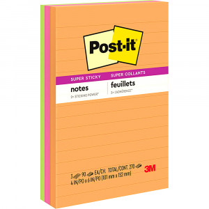 POST-IT 660-3SSUC SUPER STICKY Ultra Colour Lined 98x149 Assd