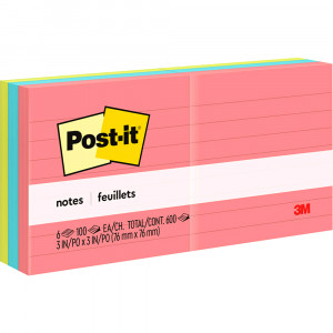 POST-IT 630-6AN NOTES PREM Prem Colours 100St Lined 76x76