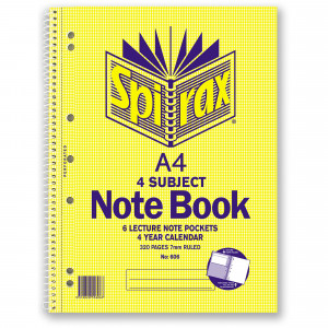 SPIRAX 606 NOTEBOOK 4 SUBJECT A4 320 Page 297x230mm S/O