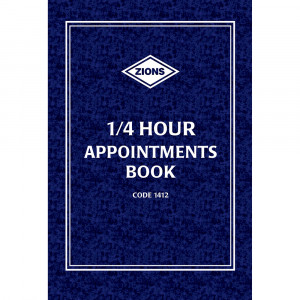 ZIONS 1412 APPOINTMENT BOOK 1/4Hr 297X210mm A4