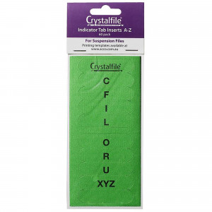 CRYSTALFILE TAB INSERTS A-Z Green 60 Tabs