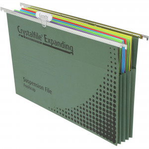 CRYSTALFILE SUSPENSION FILES F/Cap Expanding Green Complete 90mm Gussetted Pack of 10