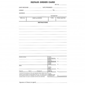 ZIONS ROC SYSTEM CARD Repair Order 125X205mm Pack of 250